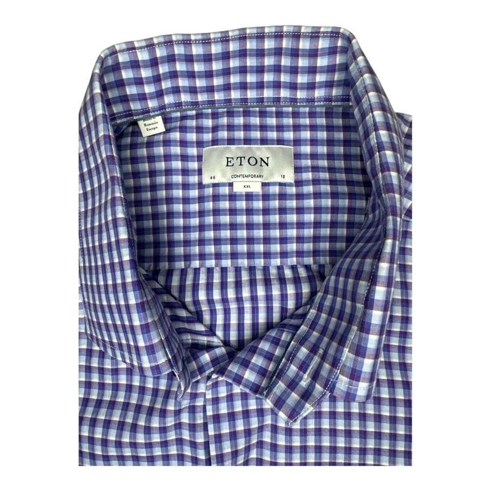 Eton Contemporary Men’s Button Down Shirt Size XXL Blue and Purple Striped
